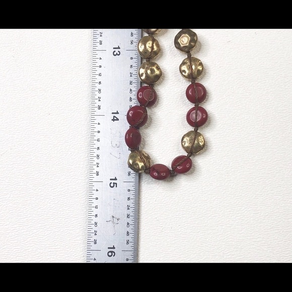 Lucky Brand Red And Gold Beads Boho Style Necklace - Picture 7 of 7